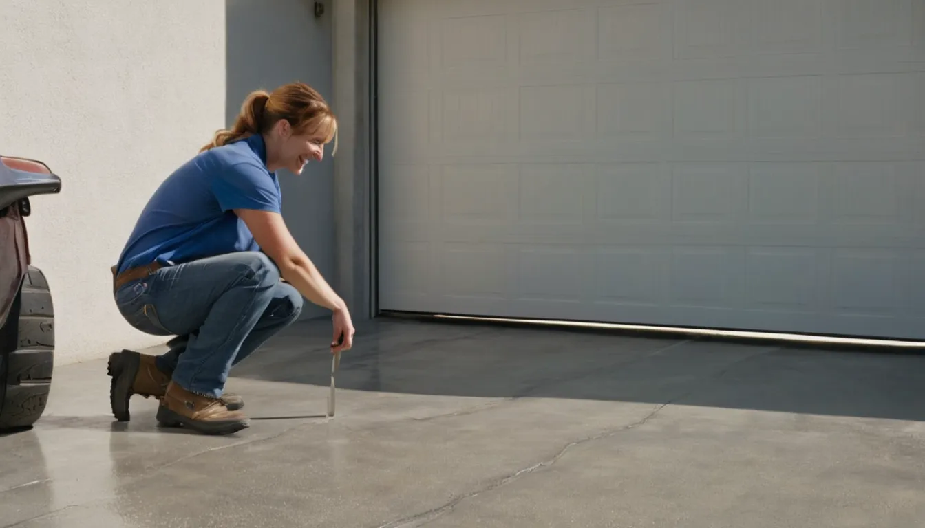 A provider checking a concrete garage slab in the Frederick area