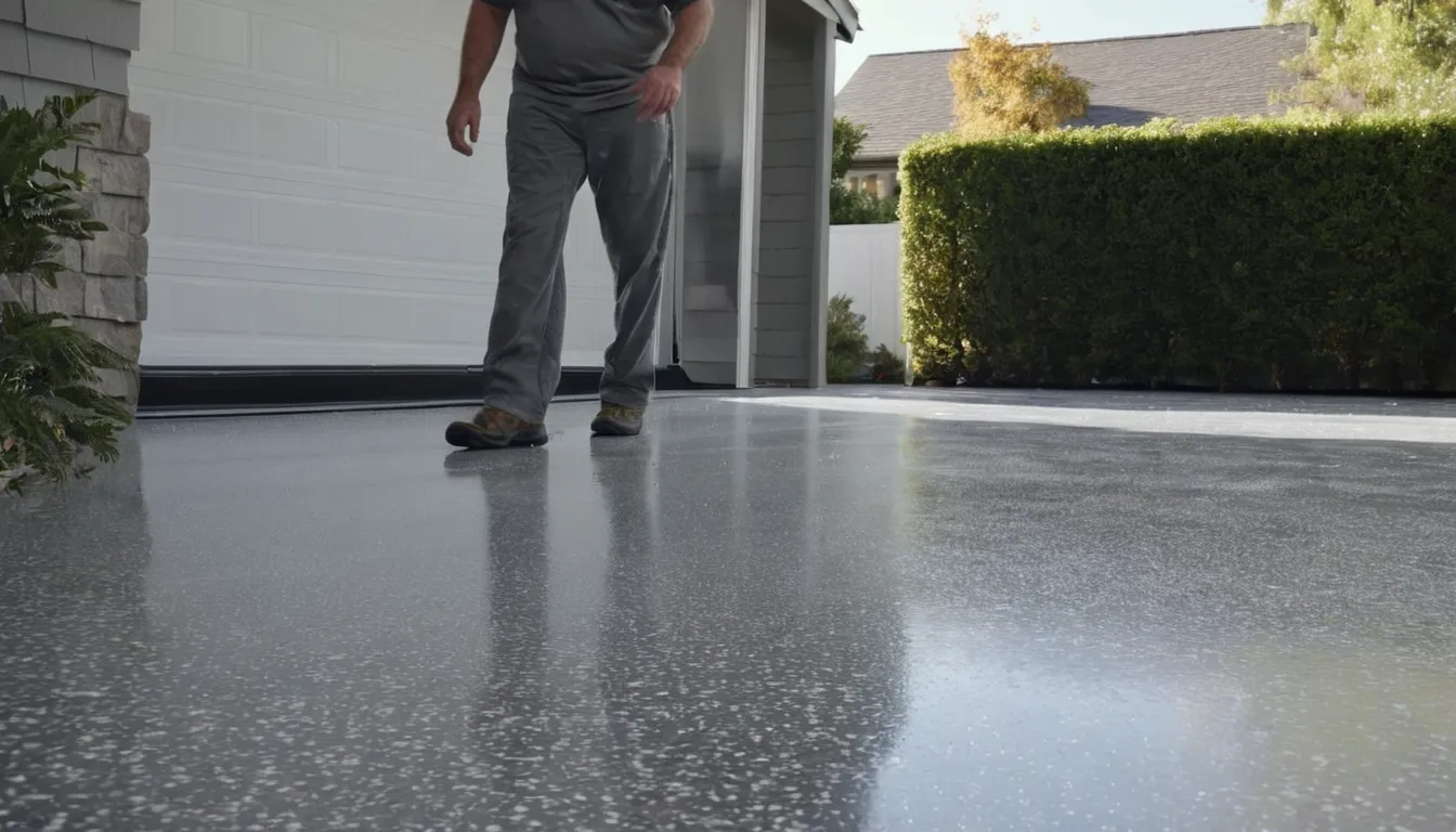 Independent provider applying a polyaspartic coating to a garage floor in a Frederick home